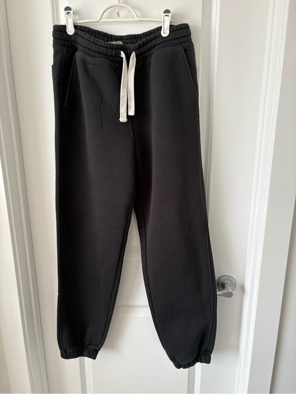 Everlane Black Jogger Sweatpants with White Drawstring